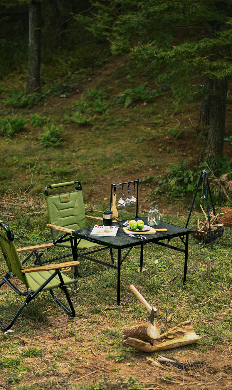 Outdoor Barbecue Simple Camping Folding Table Iron Mesh Top Folding Picnic Table