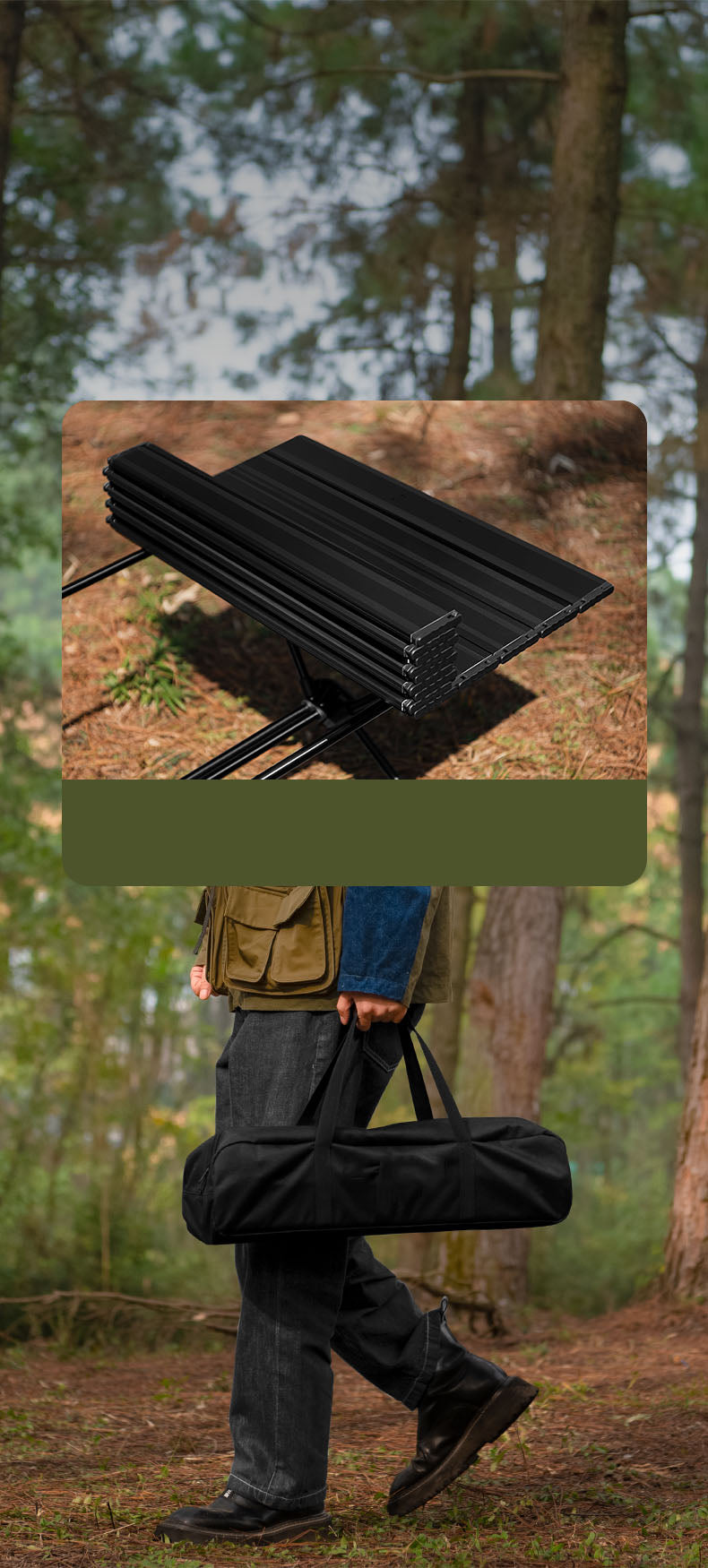 Camping Gear Portable Table Roll up Aluminum Alloy Lightweight Folding Table