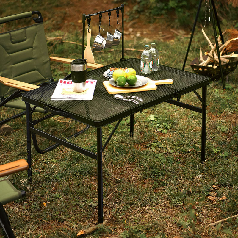 Outdoor Barbecue Simple Camping Folding Table Iron Mesh Top Folding Picnic Table
