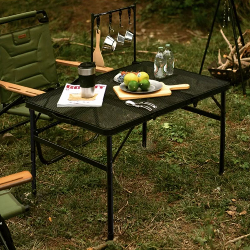 Outdoor Barbecue Simple Camping Folding Table Iron Mesh Top Folding Picnic Table