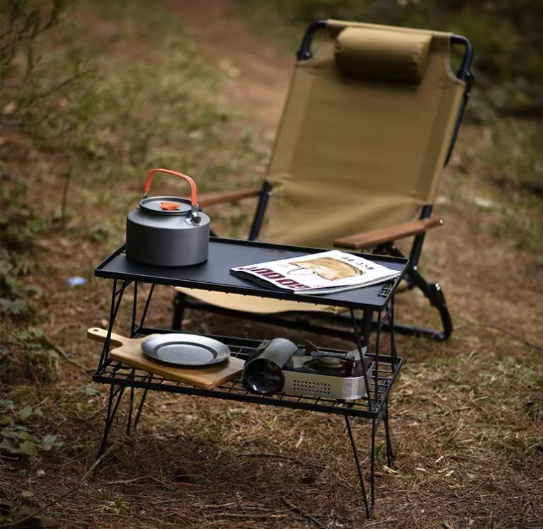 Table Camping Bamboo Dining Mesh Table Outdoor Portable Barbecue Tableware Draining Mesh Table