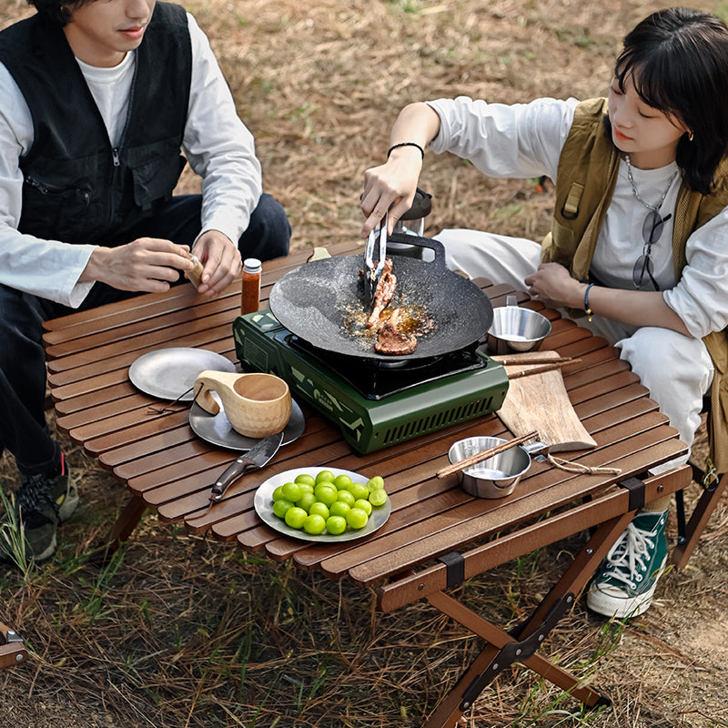 Large Camping Table Foldable Wood 100kg Capacity Glamping Accessories of Camping Table