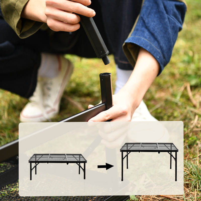 Outdoor Barbecue Simple Camping Folding Table Iron Mesh Top Folding Picnic Table