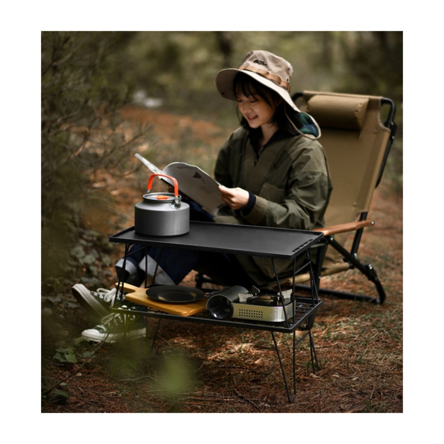 Table Camping Bamboo Dining Mesh Table Outdoor Portable Barbecue Tableware Draining Mesh Table