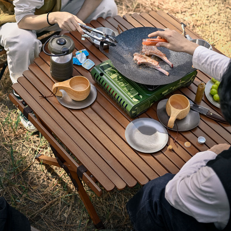 Large Camping Table Foldable Wood 100kg Capacity Glamping Accessories of Camping Table