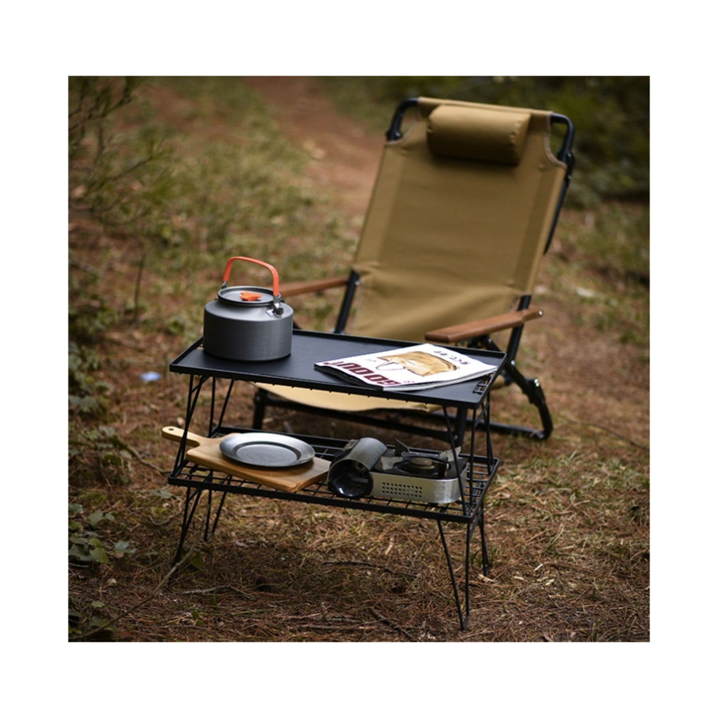 Table Camping Bamboo Dining Mesh Table Outdoor Portable Barbecue Tableware Draining Mesh Table