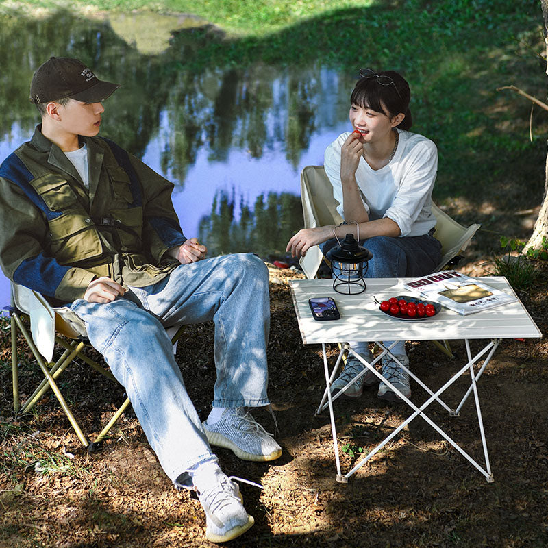 Portable Camping Side Table Ultralight Aluminum Roll up Camping Car Small Folding Tables for Camping