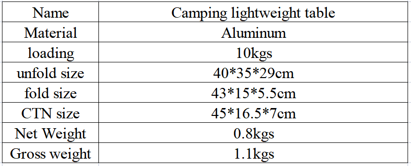 Portable Camping Side Table Ultralight Aluminum Roll up Camping Car Small Folding Tables for Camping