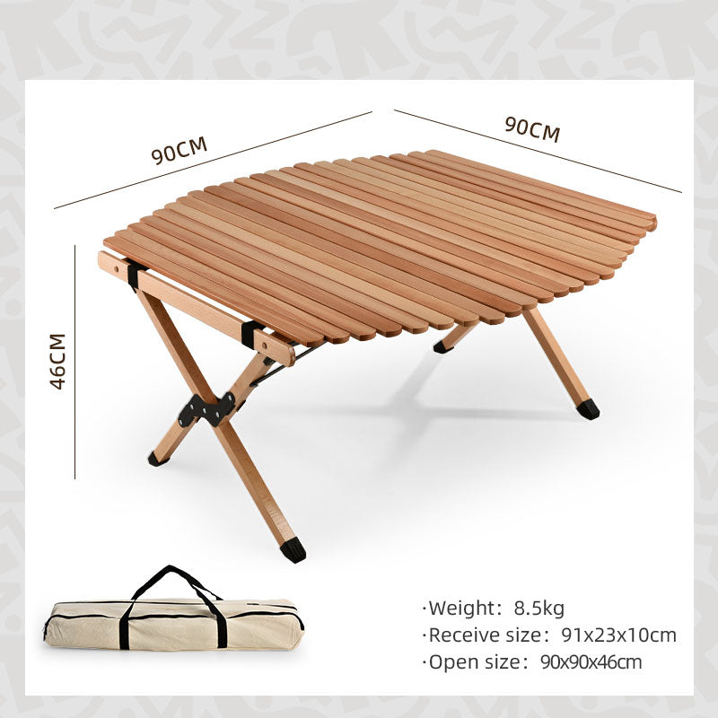 Large Camping Table Foldable Wood 100kg Capacity Glamping Accessories of Camping Table