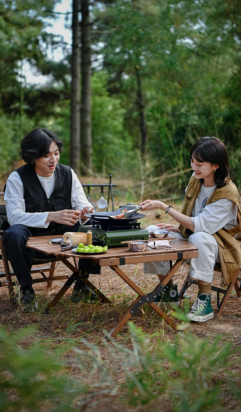 Large Camping Table Foldable Wood 100kg Capacity Glamping Accessories of Camping Table