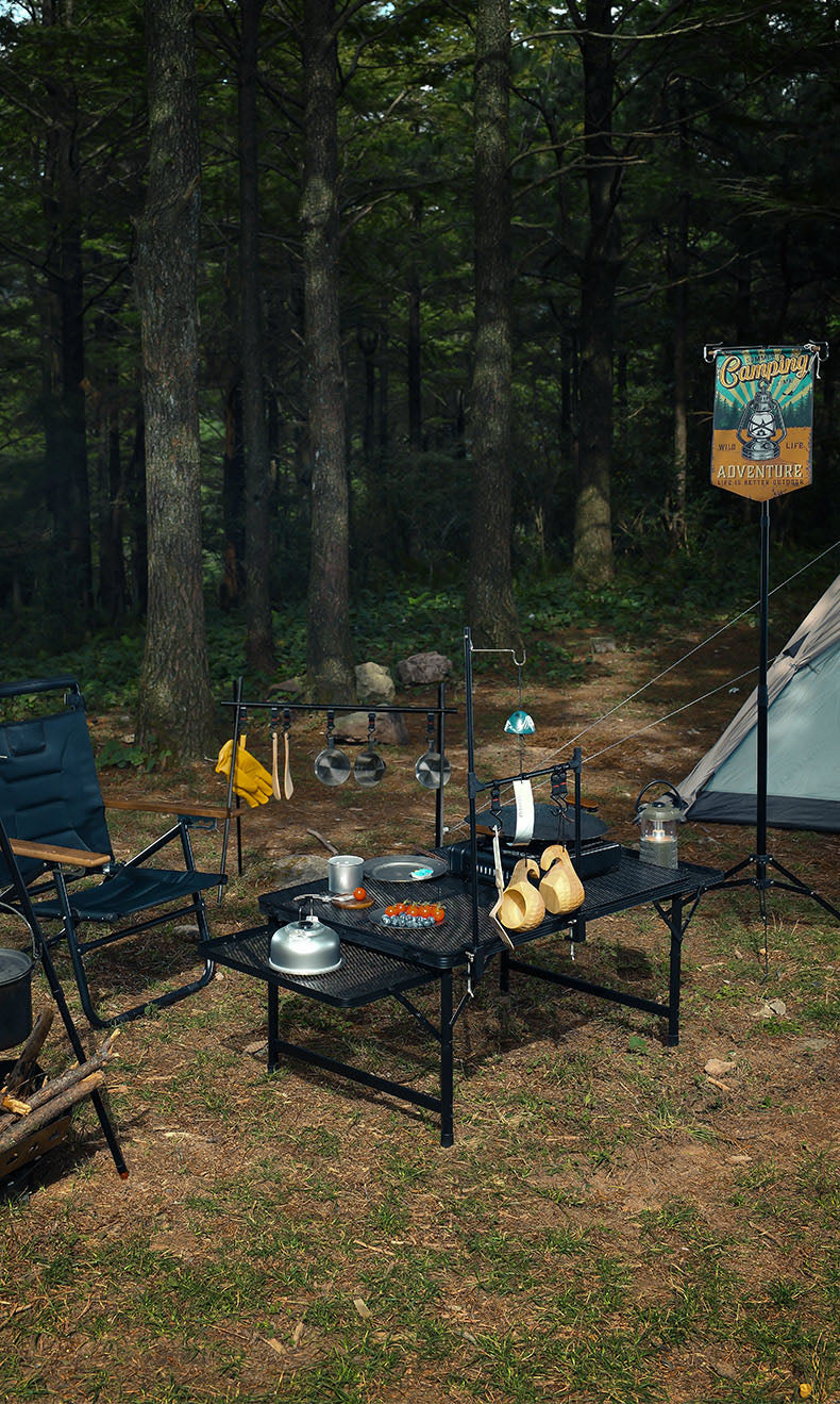 Folding Fire Pit Camping Table and Cooking Mini Folding and Portable Wine Table for Outdoors