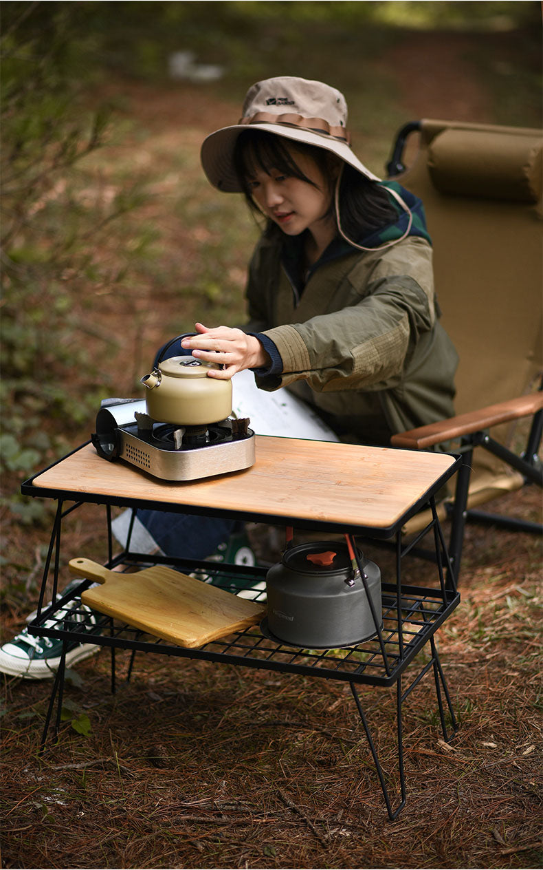 Table Camping Bamboo Dining Mesh Table Outdoor Portable Barbecue Tableware Draining Mesh Table
