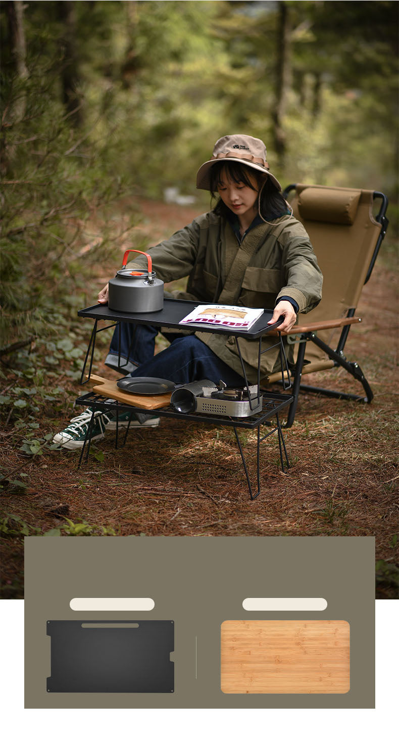 Table Camping Bamboo Dining Mesh Table Outdoor Portable Barbecue Tableware Draining Mesh Table
