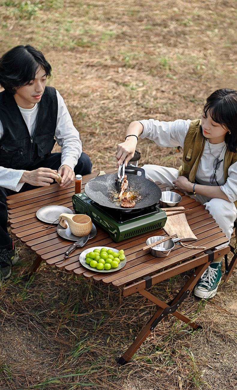 Large Camping Table Foldable Wood 100kg Capacity Glamping Accessories of Camping Table