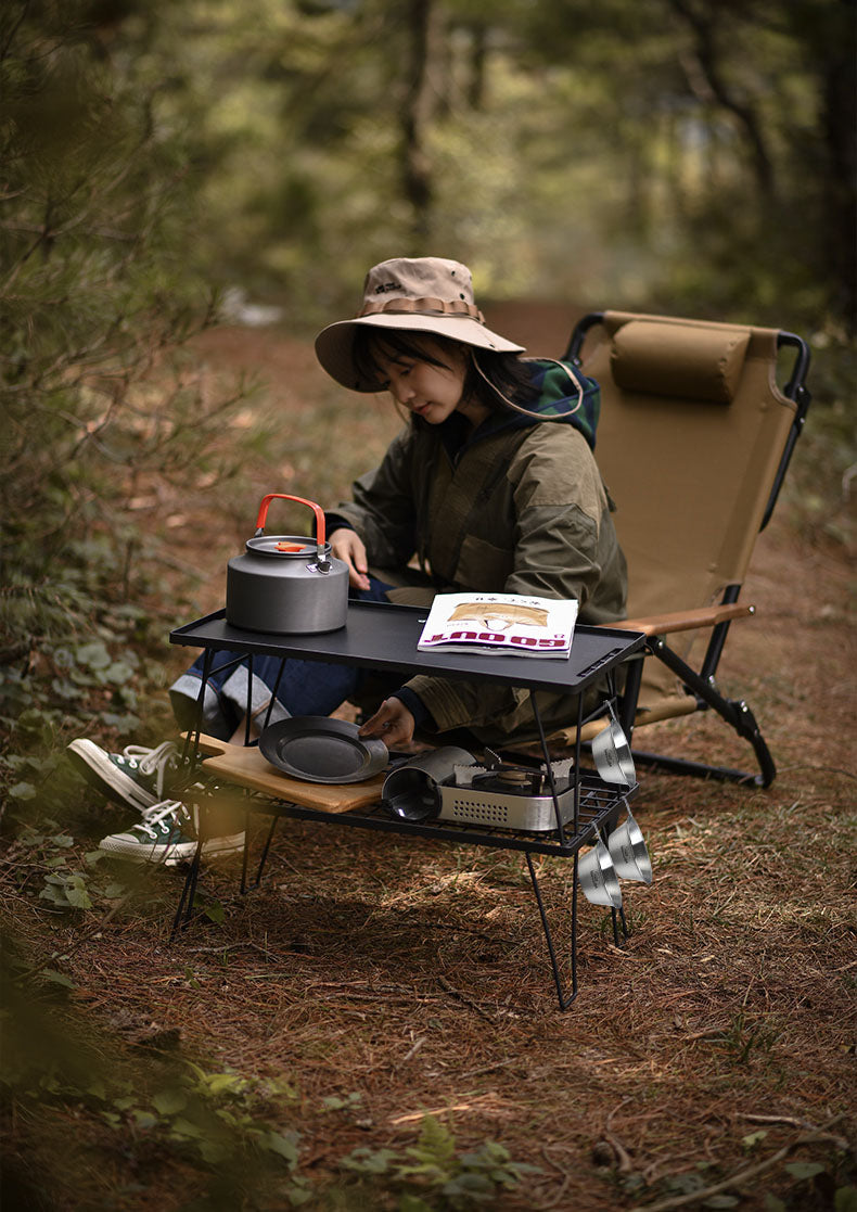 Table Camping Bamboo Dining Mesh Table Outdoor Portable Barbecue Tableware Draining Mesh Table