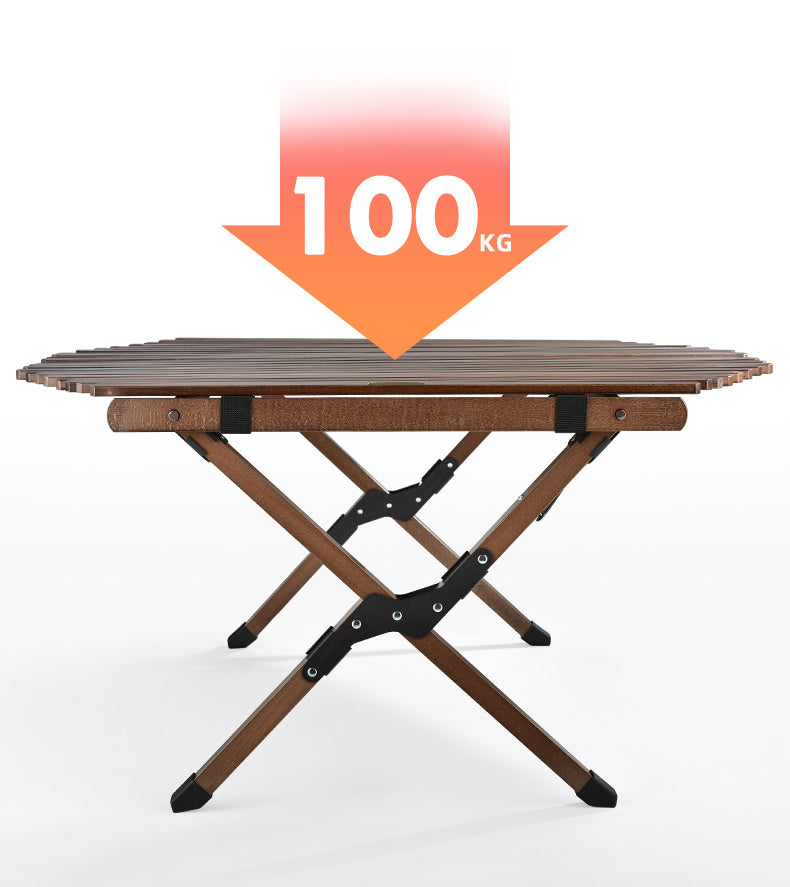 Large Camping Table Foldable Wood 100kg Capacity Glamping Accessories of Camping Table