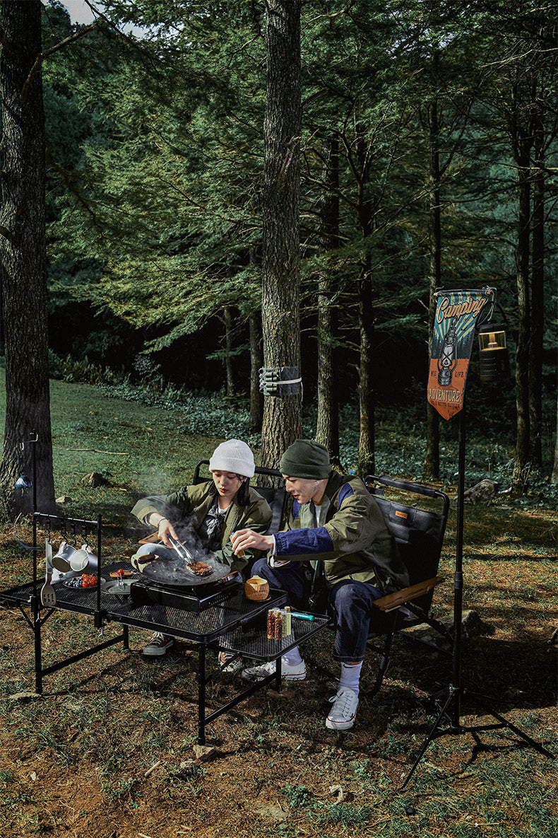Folding Fire Pit Camping Table and Cooking Mini Folding and Portable Wine Table for Outdoors
