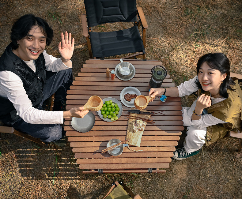 Large Camping Table Foldable Wood 100kg Capacity Glamping Accessories of Camping Table