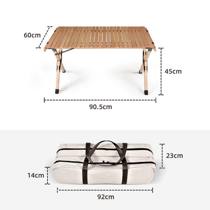 Beach Folding Wood Table Roll up Folding Low Picnic Wooden Table with Folding Legs