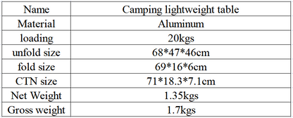 Portable Camping Side Table Ultralight Aluminum Roll up Camping Car Small Folding Tables for Camping