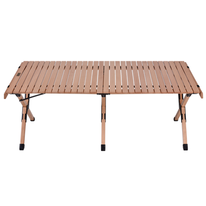 Beach Folding Wood Table Roll up Folding Low Picnic Wooden Table with Folding Legs