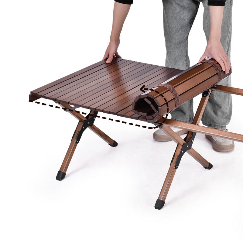 Beach Folding Wood Table Roll up Folding Low Picnic Wooden Table with Folding Legs