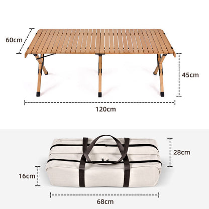 Beach Folding Wood Table Roll up Folding Low Picnic Wooden Table with Folding Legs