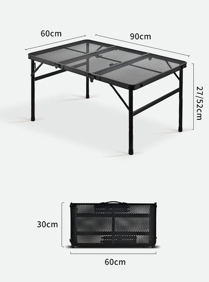 Outdoor Barbecue Simple Camping Folding Table Iron Mesh Top Folding Picnic Table