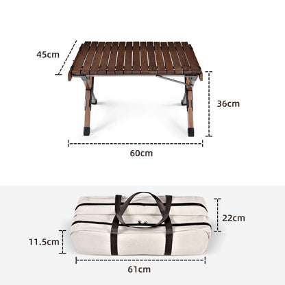 Beach Folding Wood Table Roll up Folding Low Picnic Wooden Table with Folding Legs