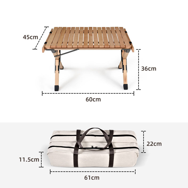 Beach Folding Wood Table Roll up Folding Low Picnic Wooden Table with Folding Legs