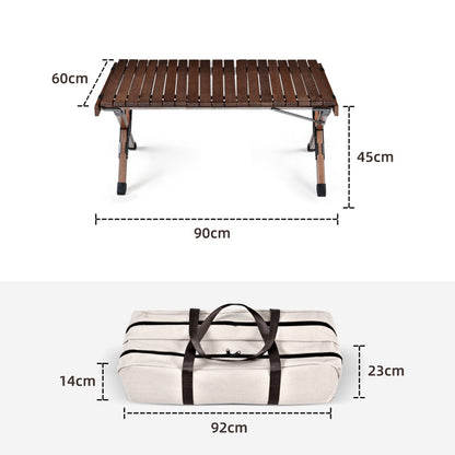 Beach Folding Wood Table Roll up Folding Low Picnic Wooden Table with Folding Legs