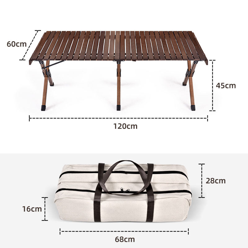 Beach Folding Wood Table Roll up Folding Low Picnic Wooden Table with Folding Legs