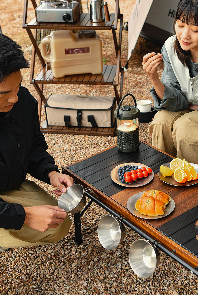 Beach Folding Wood Table Roll up Folding Low Picnic Wooden Table with Folding Legs