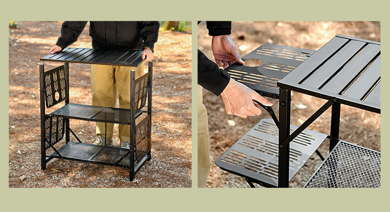 Folding Fire Pit Camping Table and Cooking Mini Folding and Portable Wine Table for Outdoors